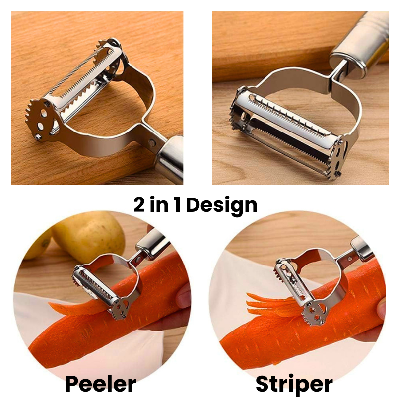 2-in-1 Stainless Steel Julienne Vegetable Peeler | Peeler & Julienne Cutter