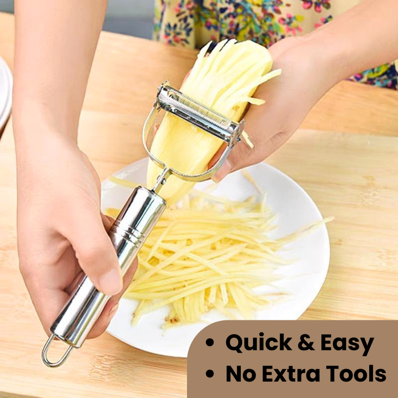 2-in-1 Stainless Steel Julienne Vegetable Peeler | Peeler & Julienne Cutter
